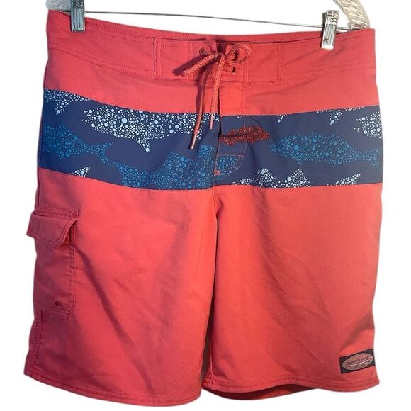 VINEYARD VINES MENS BOARD SHORTS MEDIUM PINK BLUE SWIM TRUNKS BEACH CASUAL DAY - Picture 1 of 9